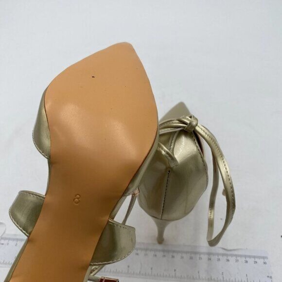 FSJ Gold D'orsay Cross Strappy High Heels Point Toe Sexy Lace Up Dance Pumps - Picture 5 of 7